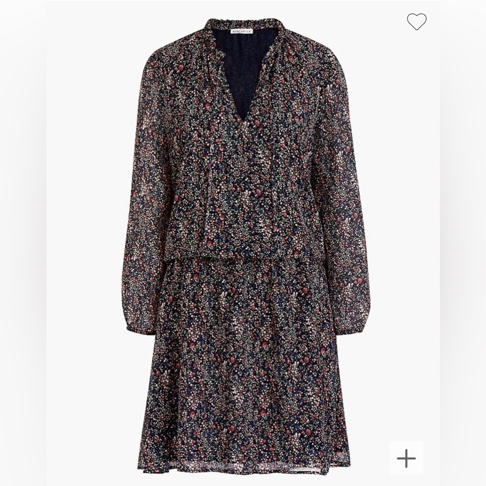 Flirty Floral Dress, Navy with Pink, Women's Size 2 (XS) J. Crew Mercantile